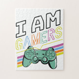 Puzzle Soy Jugadores - Diseño Retro Neon Gaming