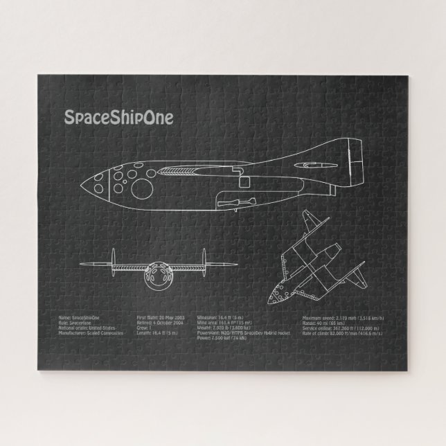 Puzzle SpaceShipOne - Planes de dibujo del plano aéreo PD (Horizontal)