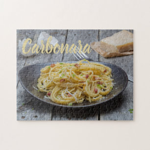 Puzzle Spaghetti Carbonara Pasta con tocino y parmesano