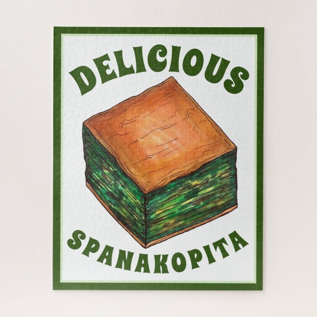 Puzzle Spanakopita Griega Spinach Feta Phyllo Pie (Vertical)