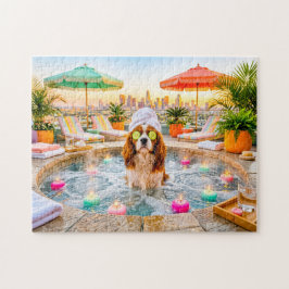 Puzzle Spaniel en piscina de bienestar
