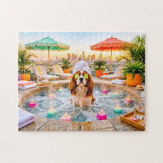 Puzzle Spaniel en piscina de bienestar (Horizontal)