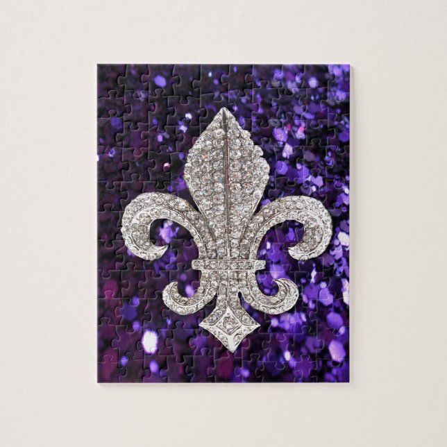 Puzzle Sparkle jewel Fleur De Lis Sequins Purple (Vertical)