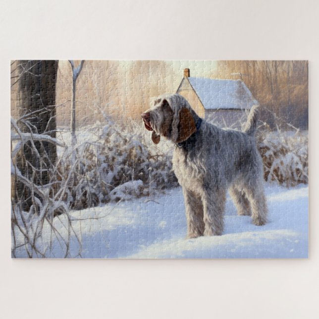 Puzzle Spinone Italiano Deja que nieve Navidad (Horizontal)
