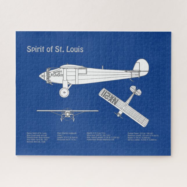 Puzzle Spirit of St. Louis - Avión Planes de huella azul  (Horizontal)