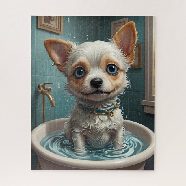 Puzzle Splish Splash, tiempo para los Mascotas y divertid (Vertical)