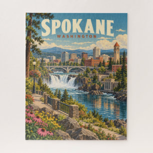 Puzzle Spokane Antiguo Cascadas del Río Washington