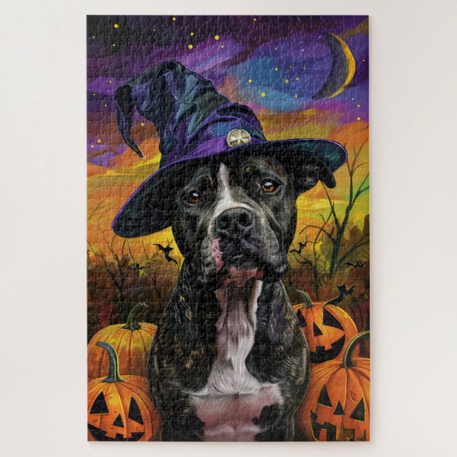 Puzzle Spooky American Staffordshire Halloween (Vertical)
