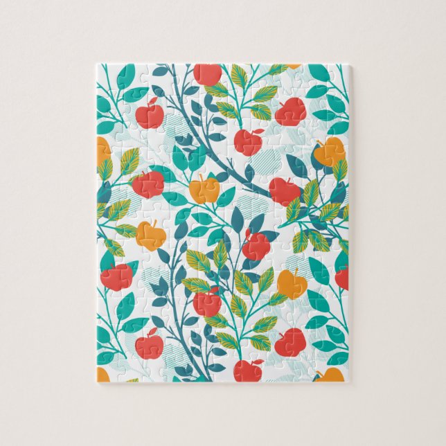 Puzzle Spring Red and Green Colors Apple Fruit Pattern (Vertical)
