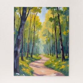 Puzzle Spring Trail | Green Forest Watercolor Nature