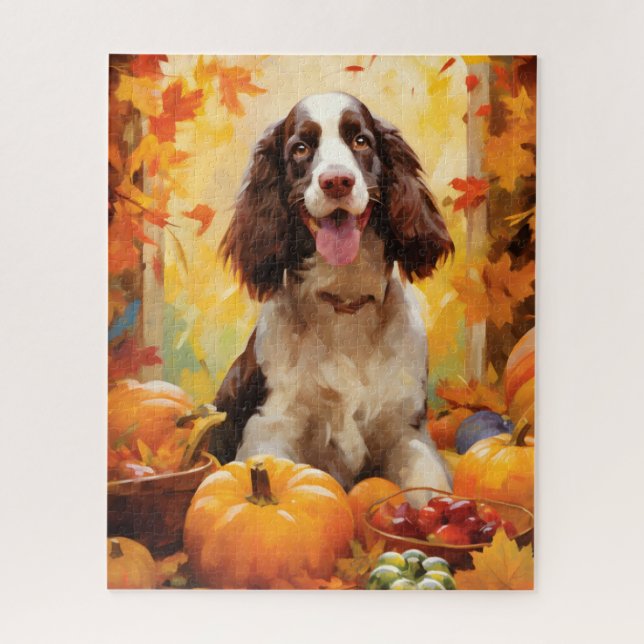 Puzzle Springer Spaniel Acción de Gracias de Otoño (Vertical)