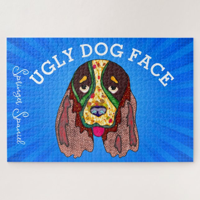 Puzzle Springer Spaniel cara de perro feo de 1000 piezas (Horizontal)