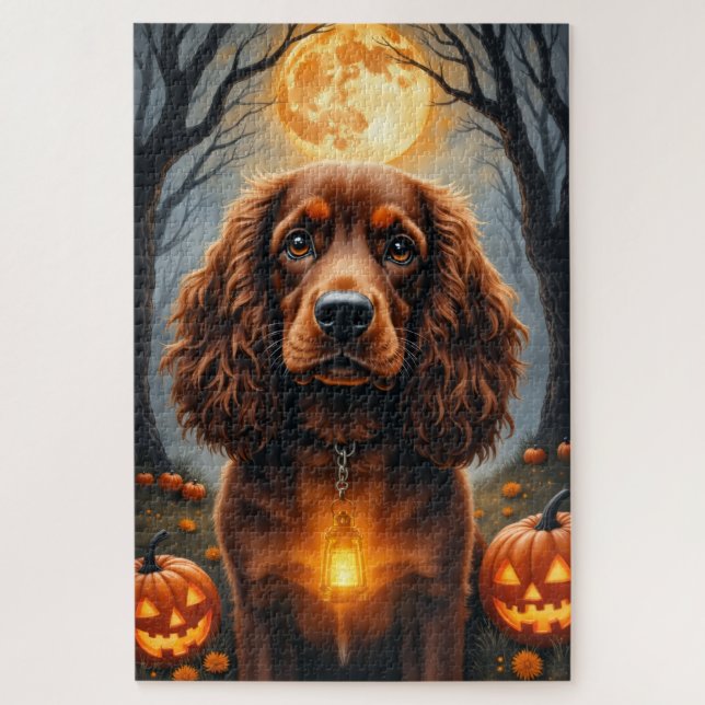 Puzzle Springer Spaniel Cosecha Luna Halloween Retrato A (Vertical)
