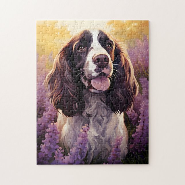 Puzzle Springer Spaniel en el campo Lavender (Vertical)