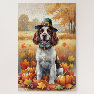 Puzzle Springer Spaniel en Hojas de Otoño Arte de Acción 