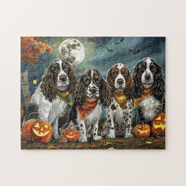 Puzzle Springer Spaniel Halloween Spooky (Horizontal)