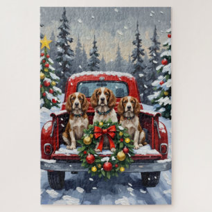 Puzzle Springer Spaniel Navidad Camión Rojo Festejo