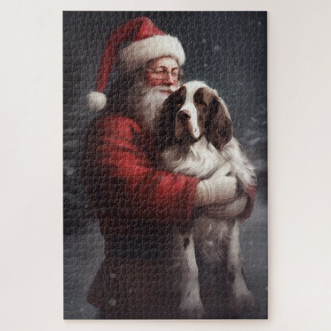Puzzle Springer Spaniel Santa Claus Navideño Festivo de N (Vertical)
