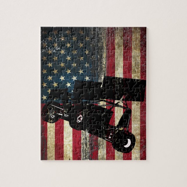 Puzzle Sprint Car American Flag (Vertical)