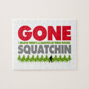 Puzzle Squatchin ido Bigfoot que oculta en maderas