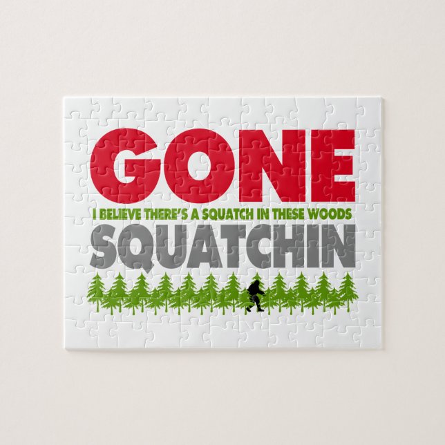 Puzzle Squatchin ido Bigfoot que oculta en maderas (Horizontal)