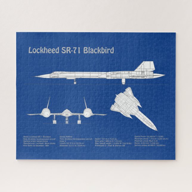 Puzzle SR-71 Blackbird - Planes de Planes de Plano Azul d (Horizontal)