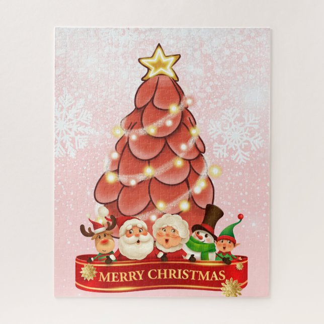 Puzzle Sr. y Sra. Santa Pink Christmas Tree (Vertical)