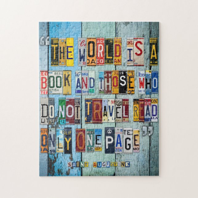 Puzzle St Augustine Travel Quote License Plate Art (Vertical)