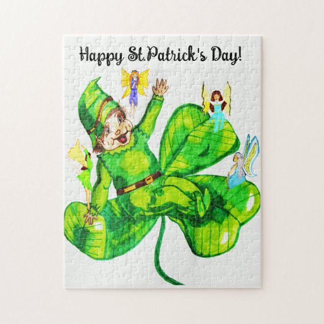 PUZZLE ST. LEPRECHAUN Y GRANJAS DEL DÍA DE PATRICK (Vertical)