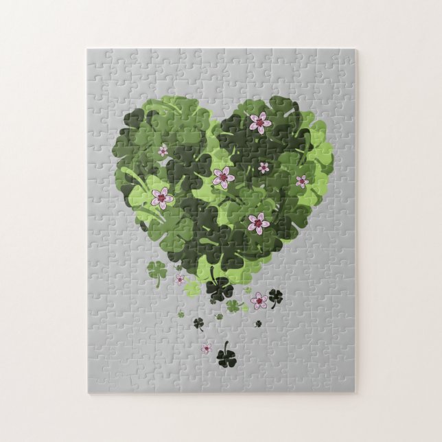 Puzzle St. Patrick's Clover Heart (Vertical)
