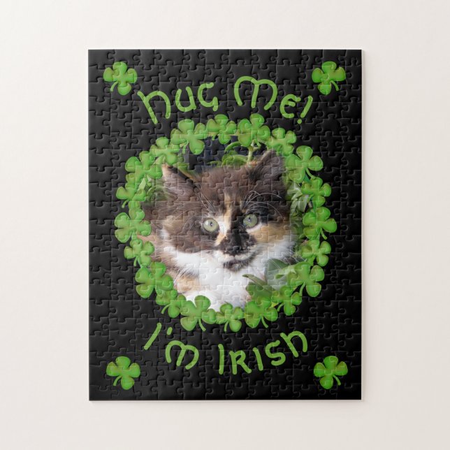 Puzzle St. Patrick's Day Kitten Hug (Vertical)