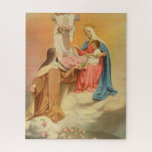Puzzle St. Therese Blessed Virgin Mary Child Jesus Roses<br><div class="desc">This is a beautiful traditional Catholic image of St. Therese the Little Flower receiving roses from the Blessed Virgin Mary and the Child Jesus.</div>