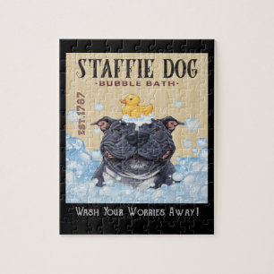 Puzzle Staffi Staffordshire Bull Terrier Dog Bubble Bath