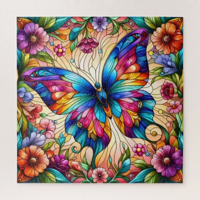 Puzzle Stained Glass Butterfly (Vertical)