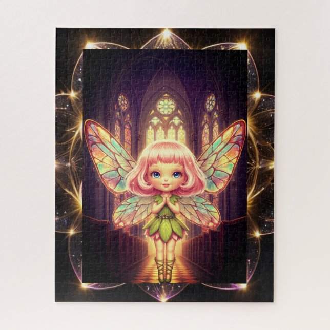 Puzzle Stained glass, fairies, cathedrals, prayer (Vertical)
