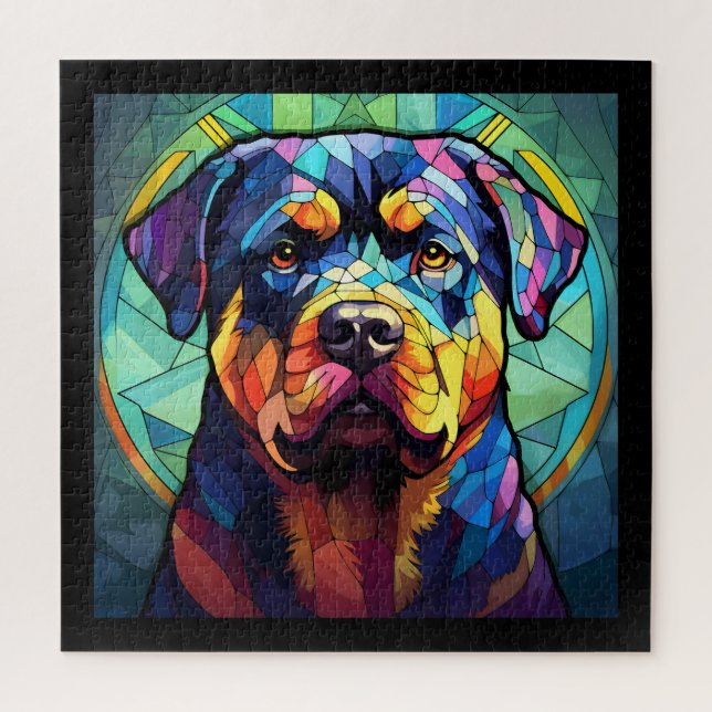 Puzzle Stained Glass Rottweiler  (Vertical)