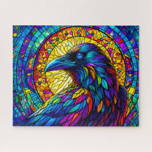 Puzzle StainGlass Raven