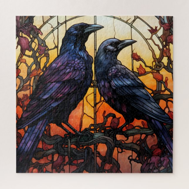 Puzzle StainGlass Ravens (Vertical)