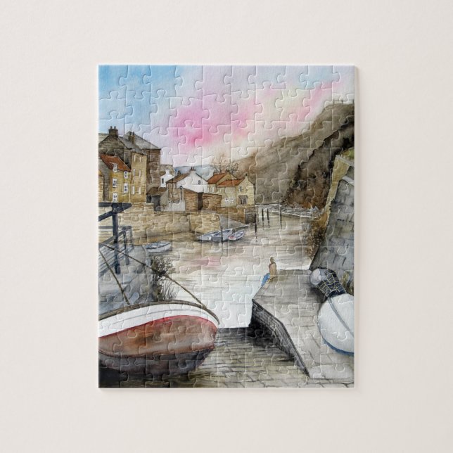 Puzzle Staithes, North Yorkshire, Inglaterra Watercolor (Vertical)