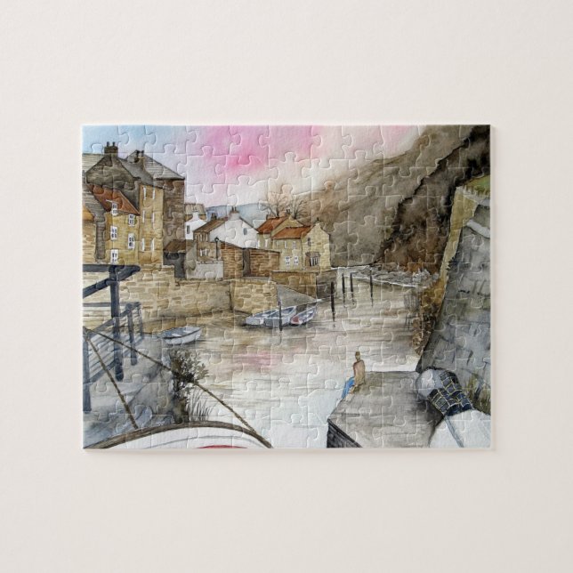 Puzzle Staithes, North Yorkshire, Inglaterra Watercolor (Horizontal)