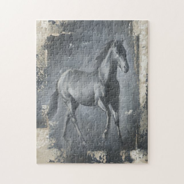 Puzzle Stallion de carreras negras (Vertical)