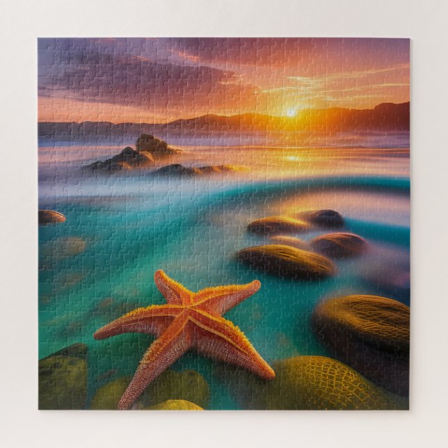 Puzzle Starfish on beach at Dawn  (Vertical)