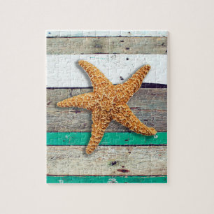 Puzzle Starfish Rustic Beach Board Nautical