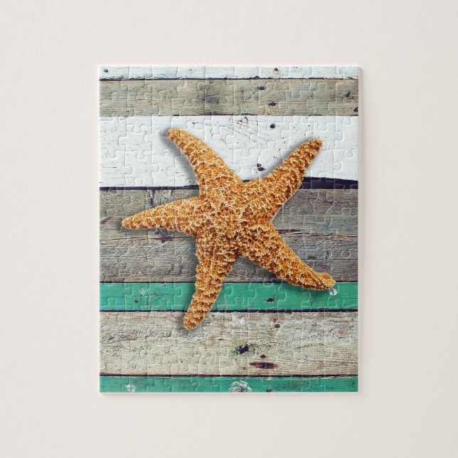 Puzzle Starfish Rustic Beach Board Nautical (Vertical)