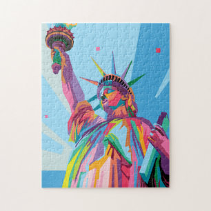 Puzzle Statue of Liberty in New York Colorful Pop Art