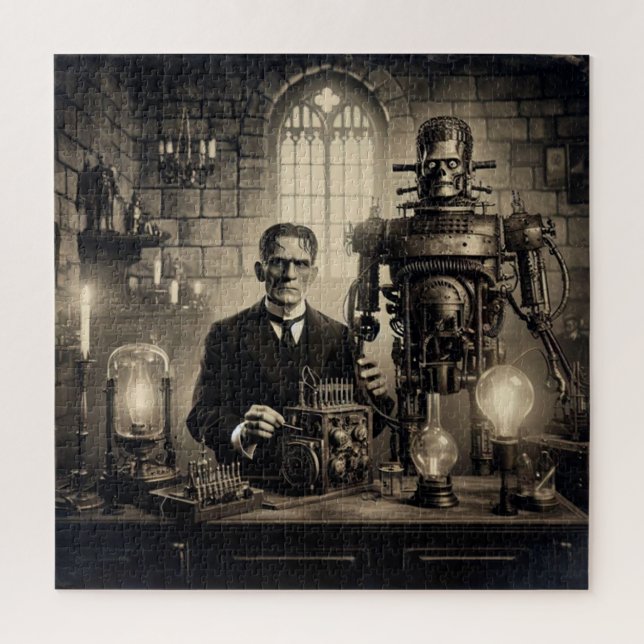 Puzzle Steampunk Dr Frankenstein Electro-Mecánico (Vertical)