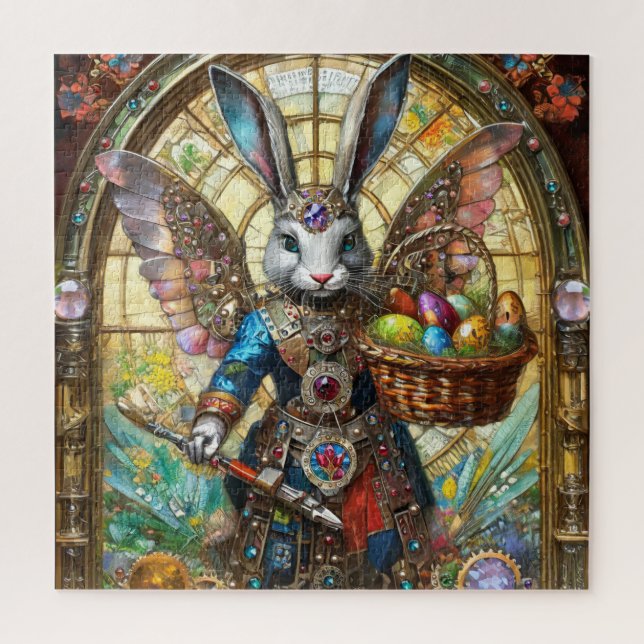 Puzzle Steampunk Easter Bunny Warrior Angel (Vertical)