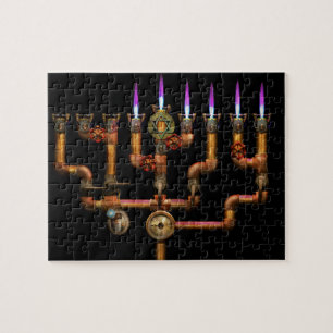 Puzzle Steampunk - fontanería - iluminación del Menorah