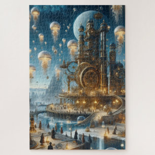 Puzzle Steampunk Futurista ciudad antigua con medusas