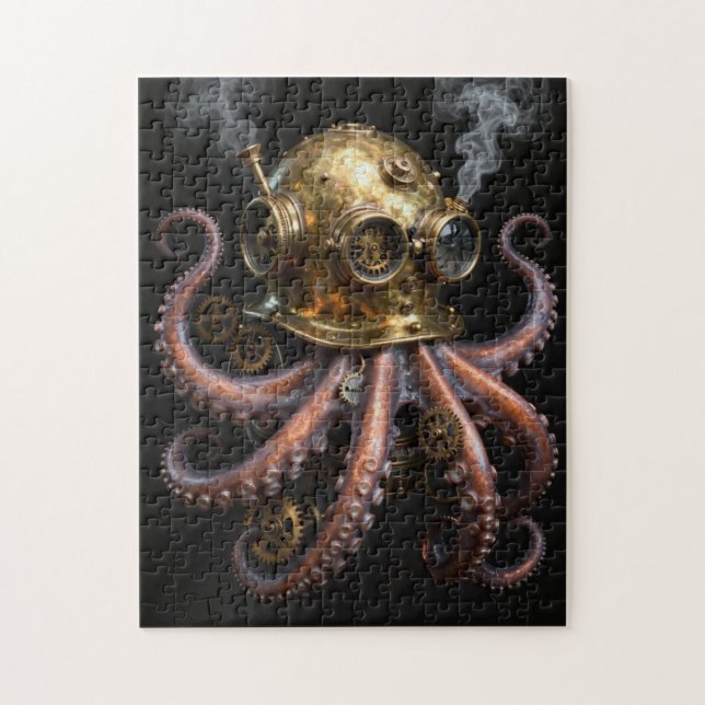 Puzzle Steampunk Kraken Octopus Diving Helmet Jigsaw Puzz (Vertical)